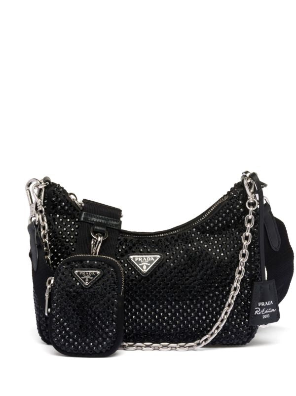 Bolsa Prada Re-Edition Preta com Strass