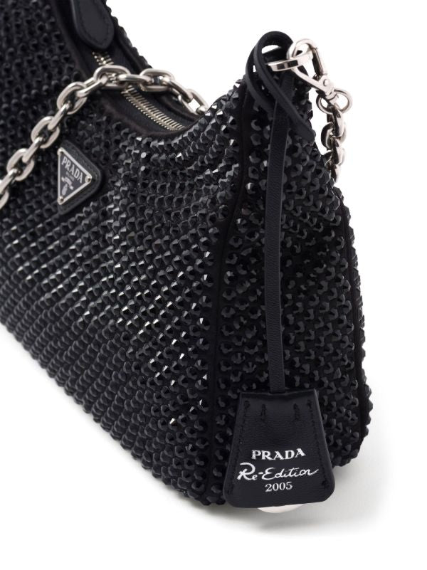 Bolsa Prada Re-Edition Preta com Strass