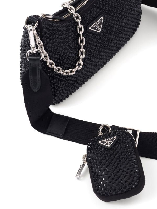 Bolsa Prada Re-Edition Preta com Strass