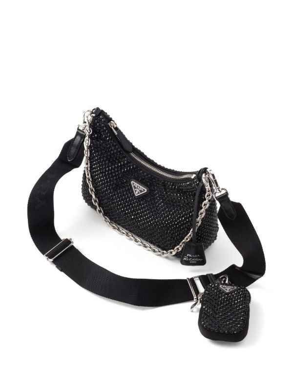 Bolsa Prada Re-Edition Preta com Strass